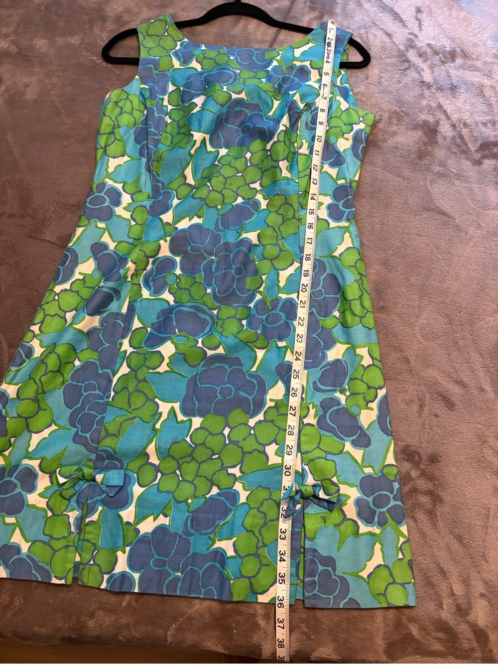 Sleeveless Blue & Green Floral Mini Dress - Picture 7 of 8